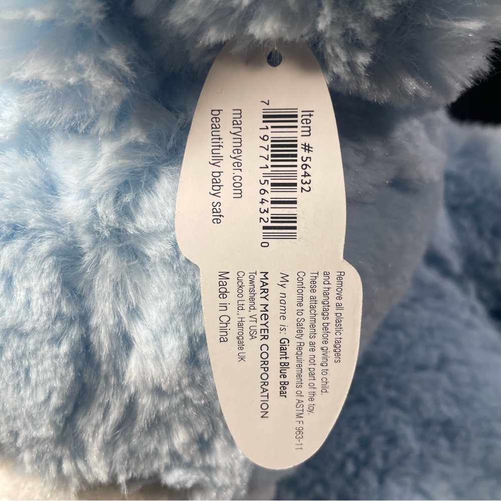 VERY RARE VHTF BNWT Mary Meyer Huge Blue Teddy Bear ITS A BOY! - Picture 9 of 12